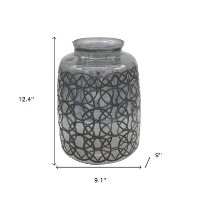 12" Dark Gray Geometric Round Glass Table Vase HomeRoots