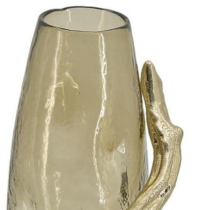 18" Champagne Glass And Metal Table Vase HomeRoots