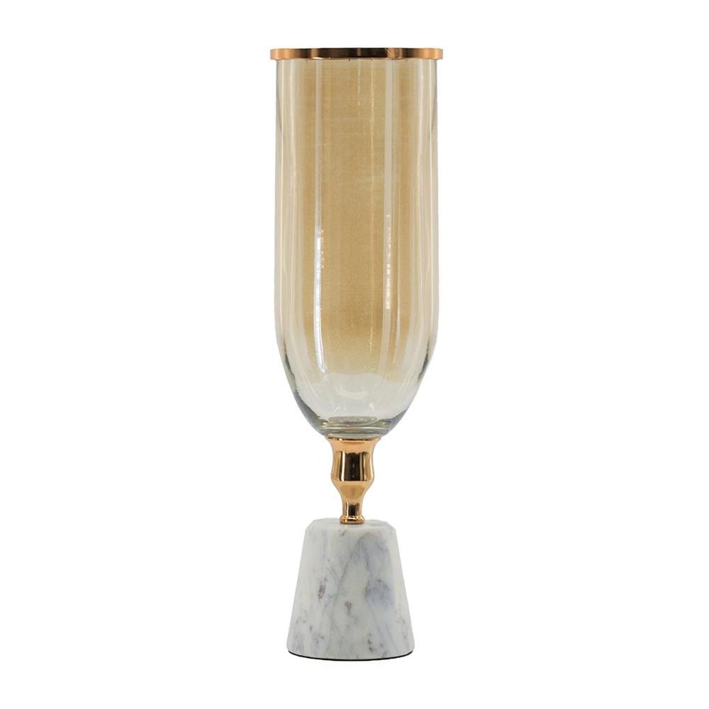19" Gold And White Glass And Marble Table Vase HomeRoots