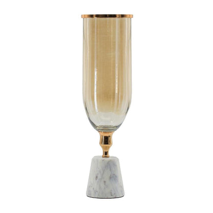 19" Gold And White Glass And Marble Table Vase HomeRoots