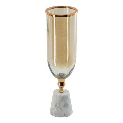 19" Gold And White Glass And Marble Table Vase HomeRoots