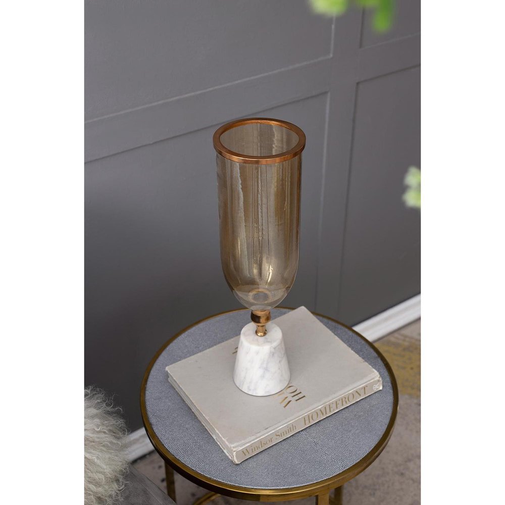 19" Gold And White Glass And Marble Table Vase HomeRoots