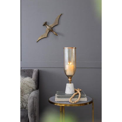 19" Gold And White Glass And Marble Table Vase