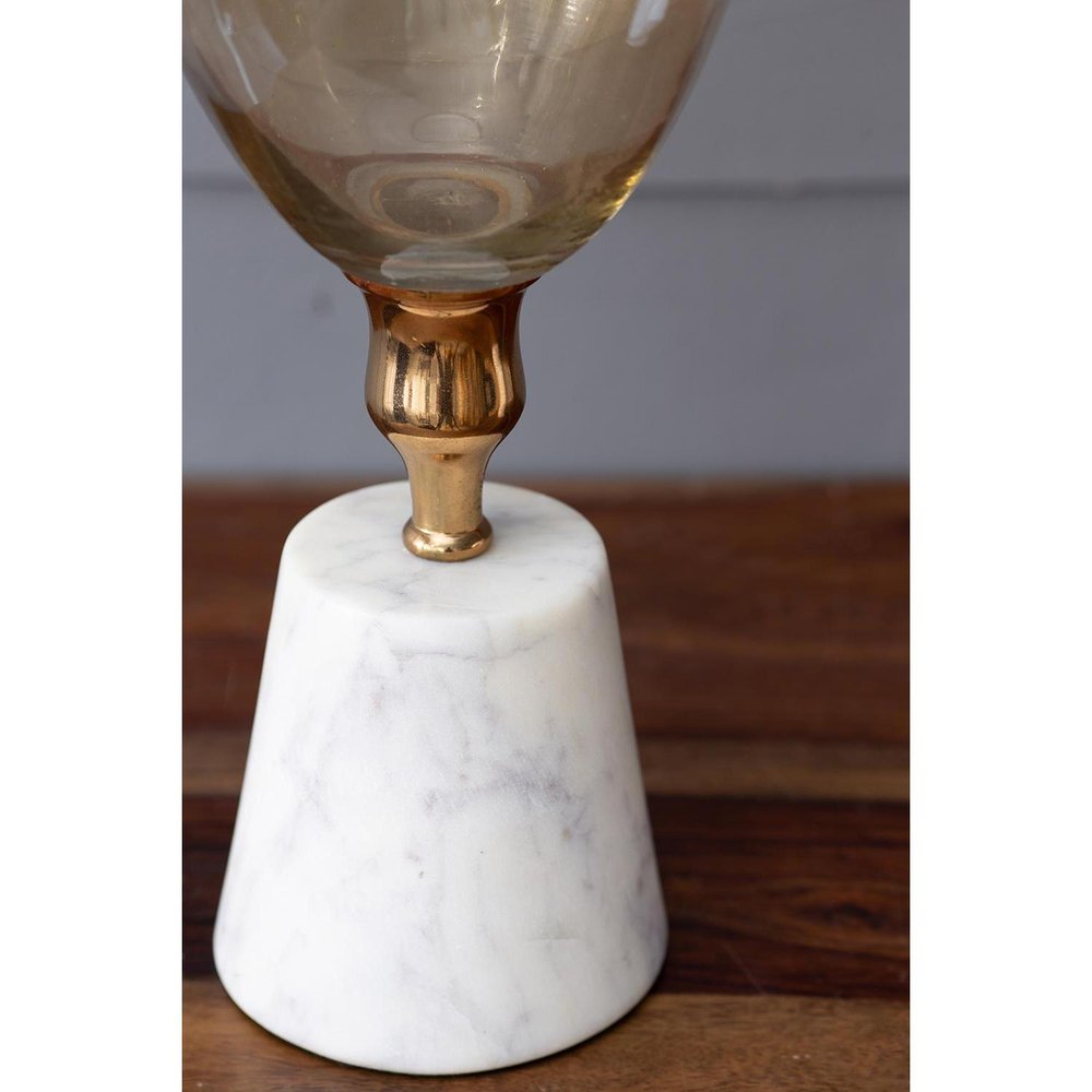 19" Gold And White Glass And Marble Table Vase — view 8
