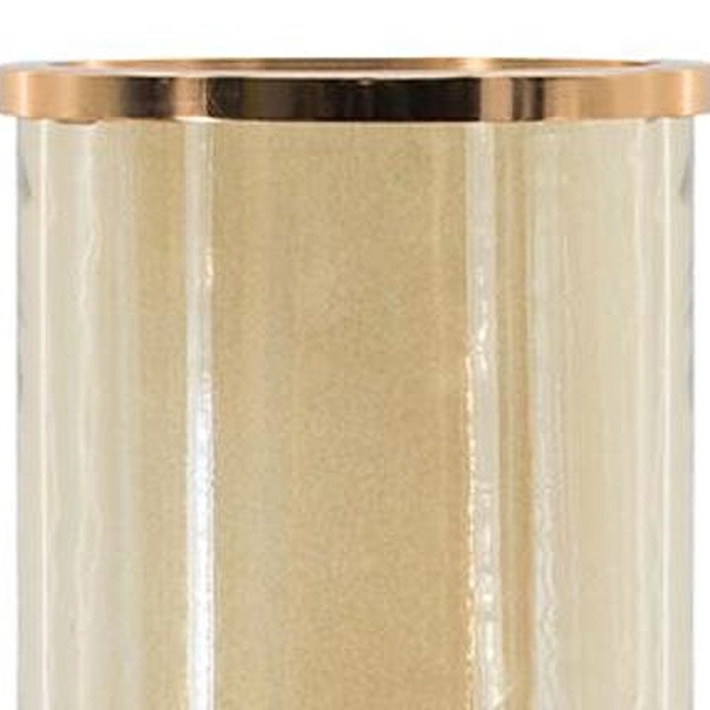 16" Gold And White Glass And Marble Table Vase HomeRoots