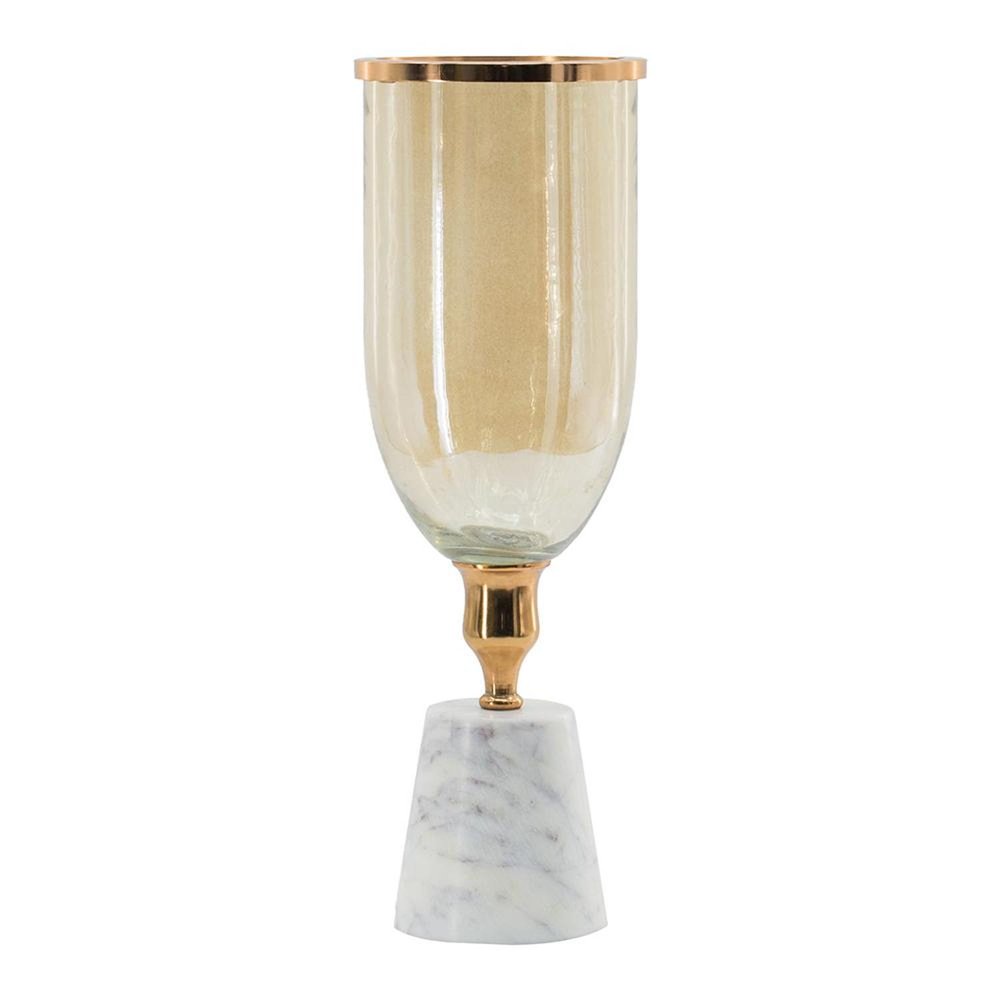 16" Gold And White Glass And Marble Table Vase HomeRoots