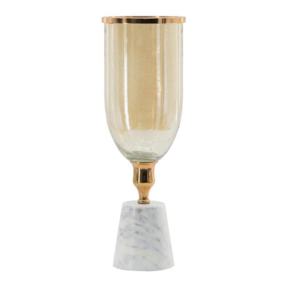 16" Gold And White Glass And Marble Table Vase HomeRoots
