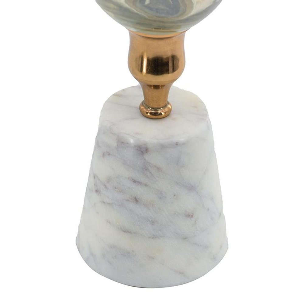 16" Gold And White Glass And Marble Table Vase HomeRoots