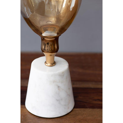 16" Gold And White Glass And Marble Table Vase HomeRoots