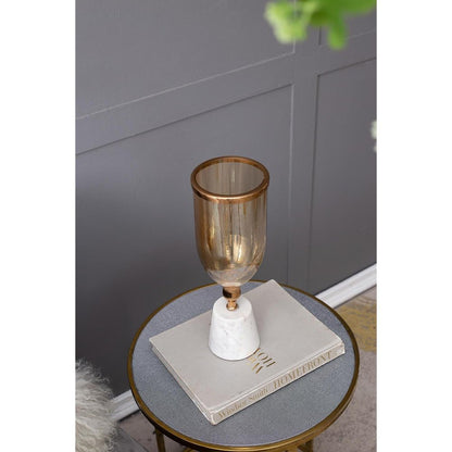 16" Gold And White Glass And Marble Table Vase HomeRoots