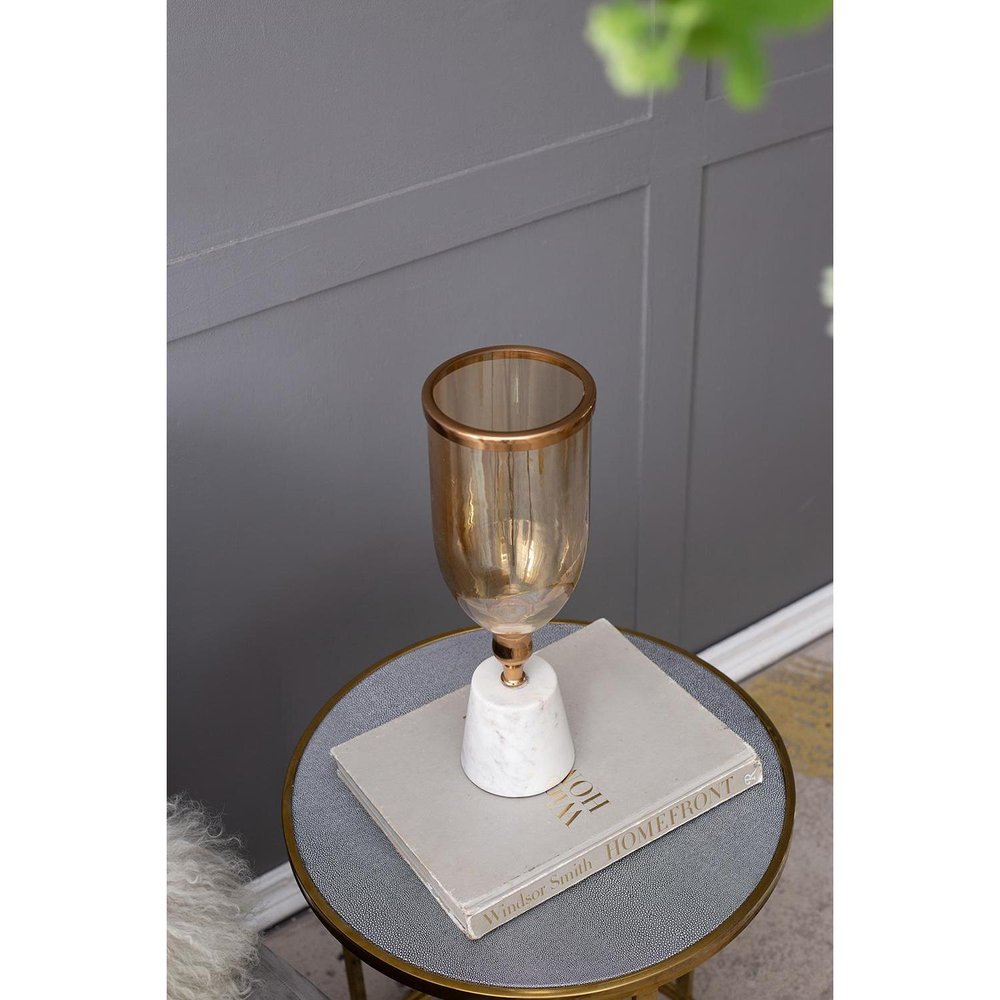 16" Gold And White Glass And Marble Table Vase HomeRoots