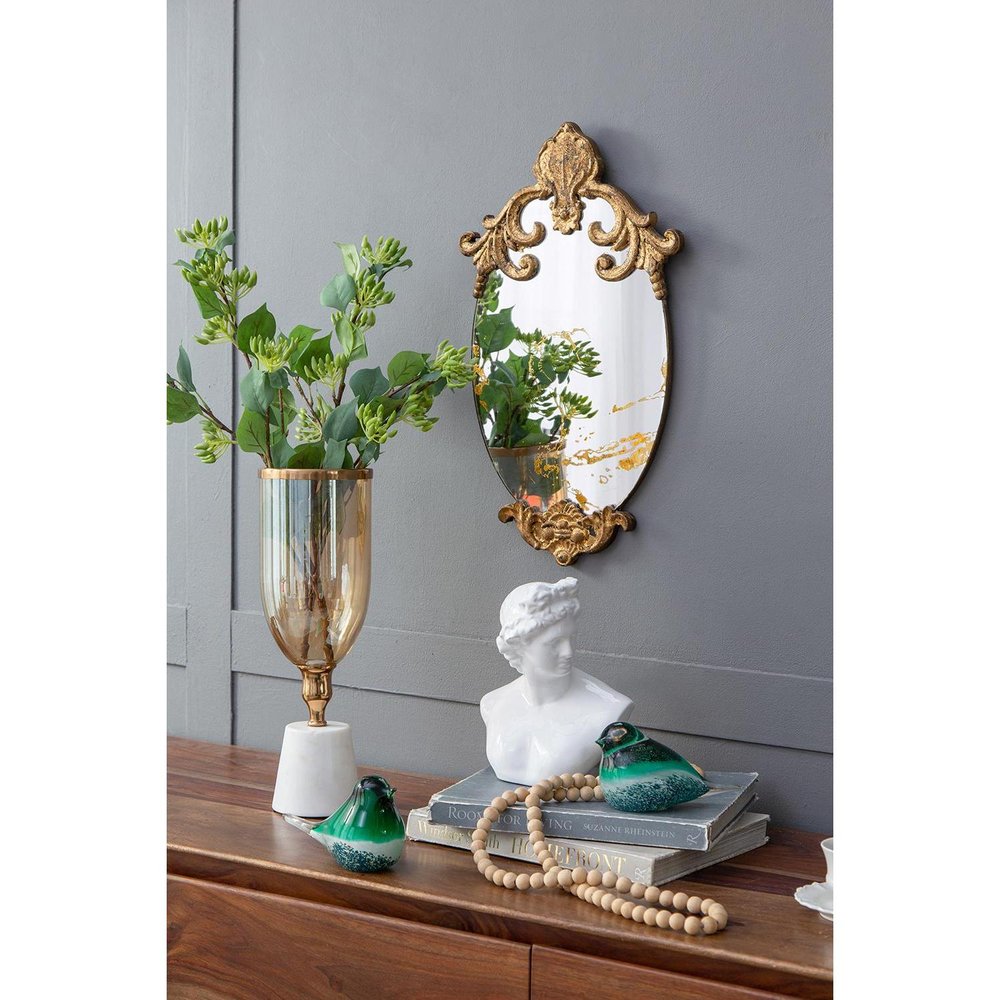 16" Gold And White Glass And Marble Table Vase HomeRoots