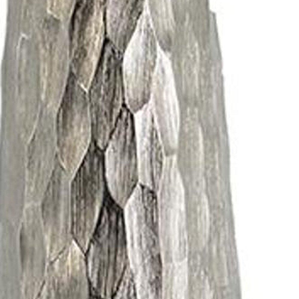 19" Silver Cast Aluminum Carved Geometric Table Vase HomeRoots