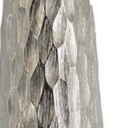 19" Silver Cast Aluminum Carved Geometric Table Vase HomeRoots