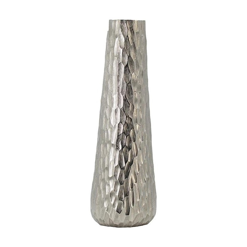 19" Silver Cast Aluminum Carved Geometric Table Vase HomeRoots