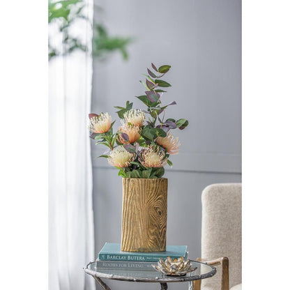 10" Gold Aluminum Oval Faux Wood Table Vase HomeRoots