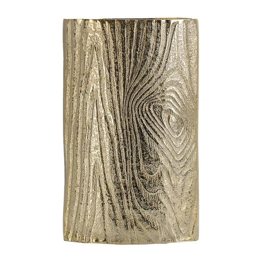 10" Gold Aluminum Oval Faux Wood Table Vase HomeRoots