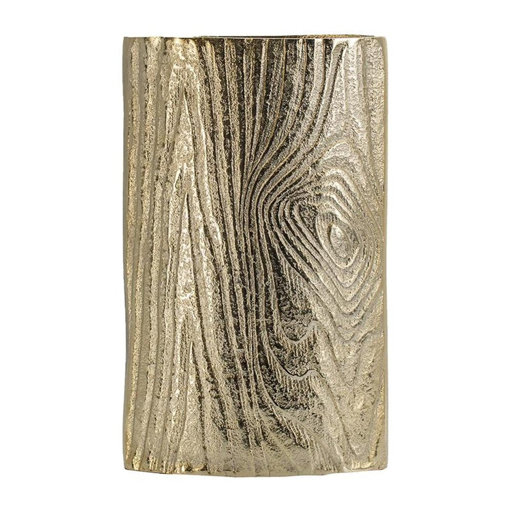 10" Gold Aluminum Oval Faux Wood Table Vase HomeRoots