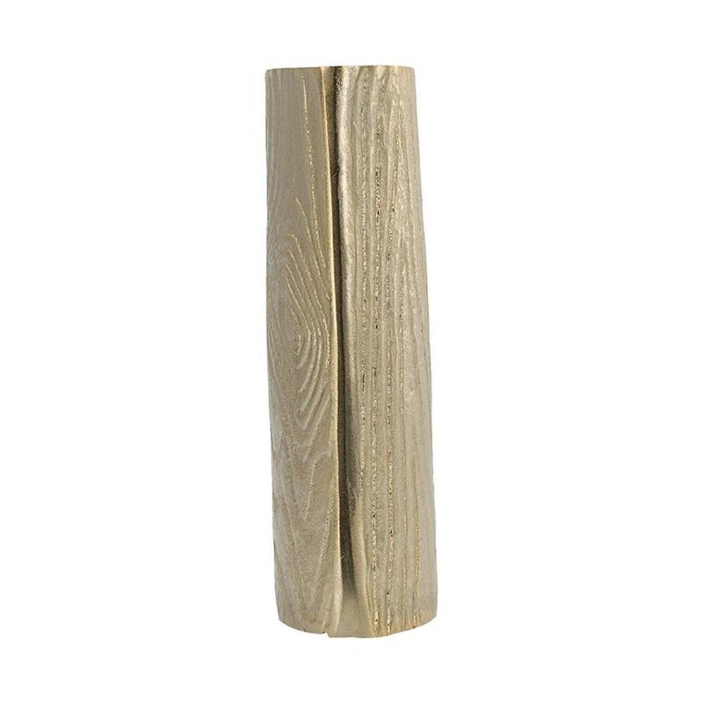 10" Gold Aluminum Oval Faux Wood Table Vase HomeRoots