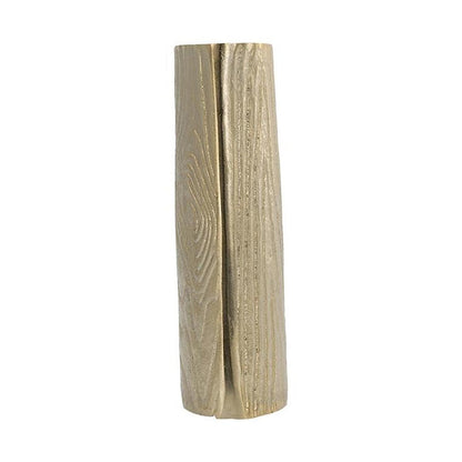 10" Gold Aluminum Oval Faux Wood Table Vase HomeRoots