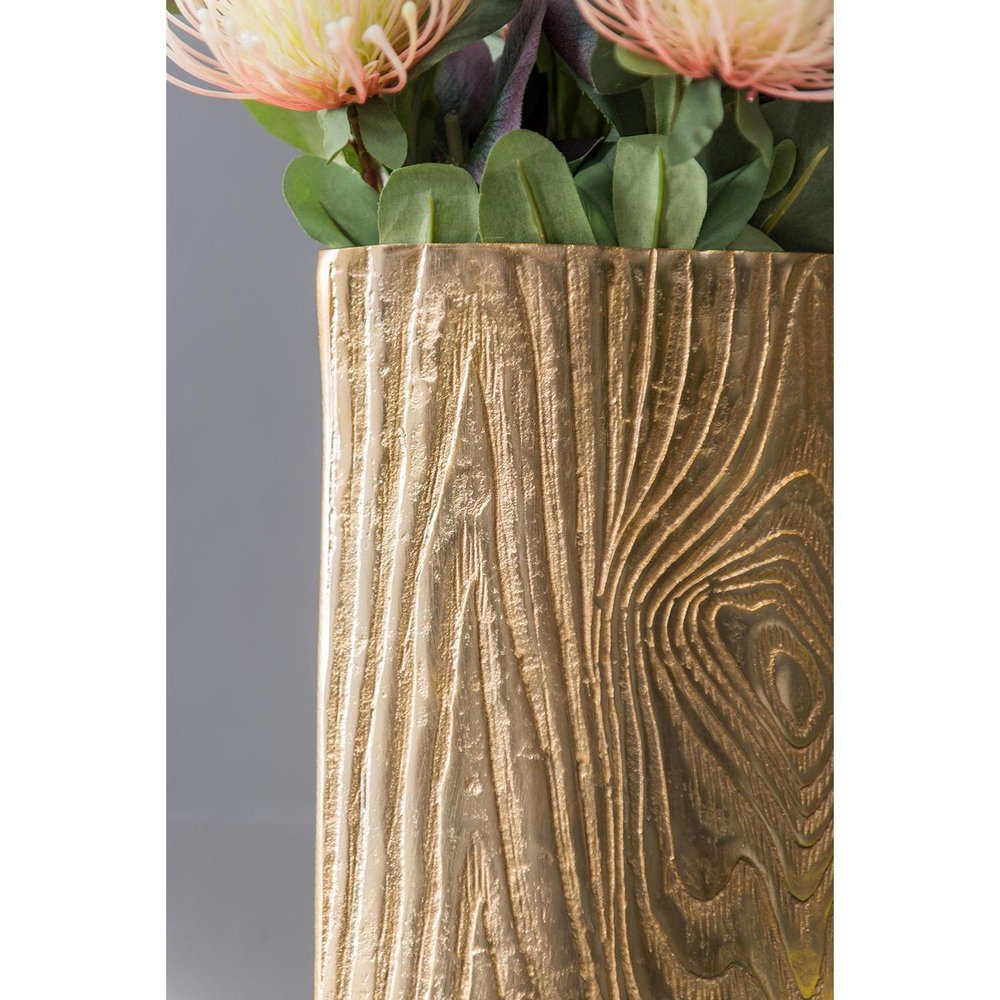 10" Gold Aluminum Oval Faux Wood Table Vase HomeRoots