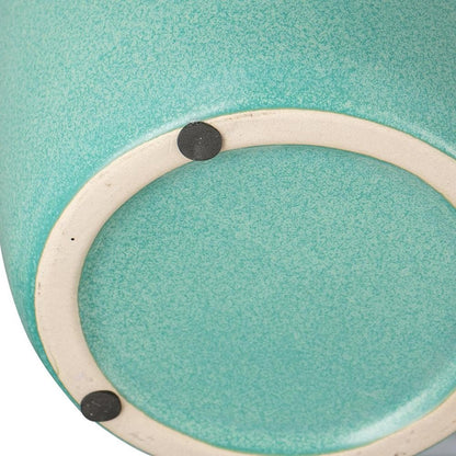 13" Aqua And Terra Cotta Ceramic Round Table Vase HomeRoots