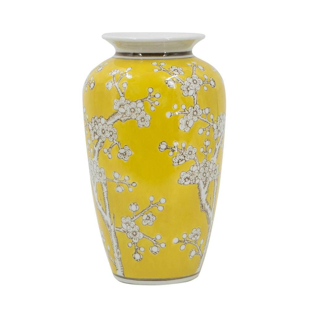 11" White And Yellow Floral Porcelain Urn Table Vase HomeRoots