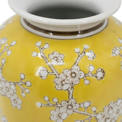 11" White And Yellow Floral Porcelain Urn Table Vase HomeRoots