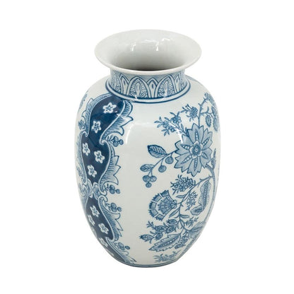 9" Light Blue And White Floral Round Porcelain Jar HomeRoots