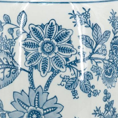 15" Light Blue And White Floral Porcelain Urn Vase HomeRoots
