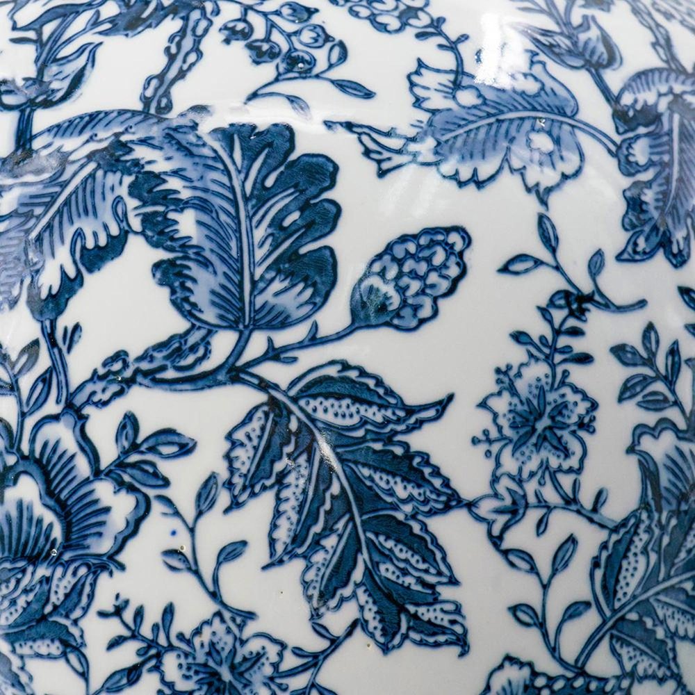 24" Blue And White Floral Curved Porcelain Table Vase — view 4