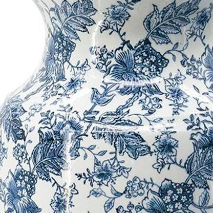 24" Blue And White Chinoiserie Porcelain Urn Table Vase HomeRoots