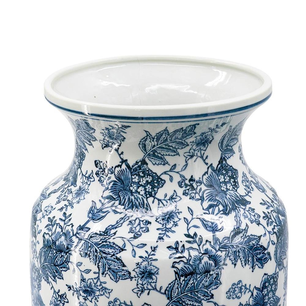 24" Blue And White Chinoiserie Porcelain Urn Table Vase HomeRoots
