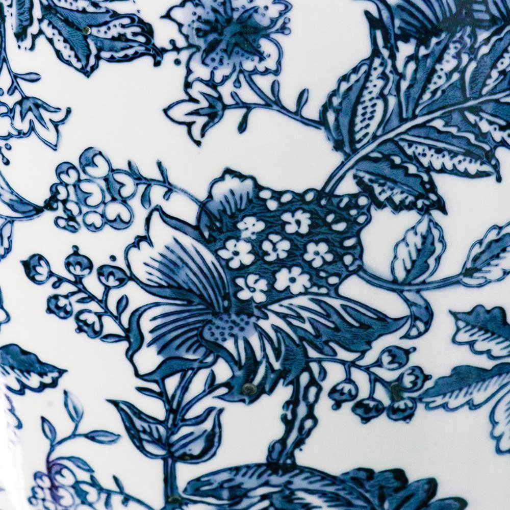 24" Blue And White Chinoiserie Porcelain Urn Table Vase HomeRoots