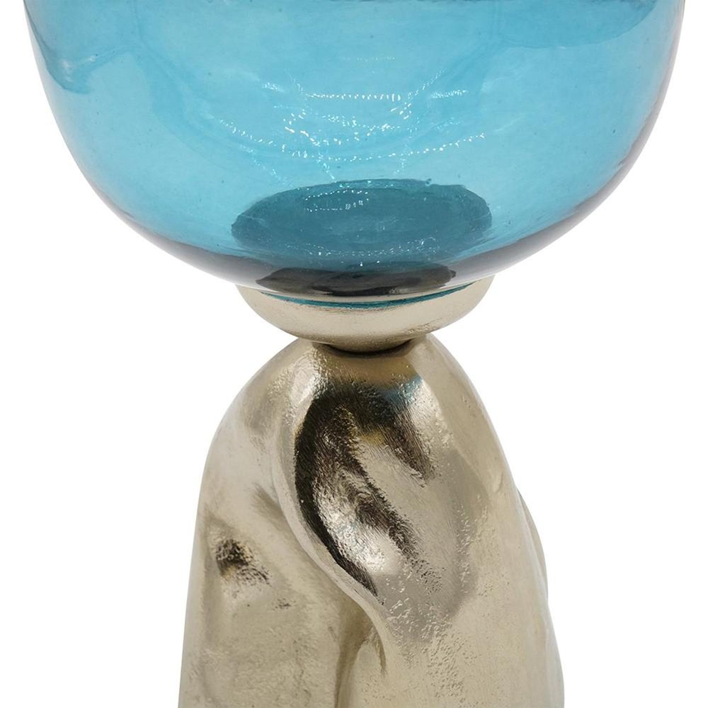 21" Blue White And Gold Ombre Glass And Aluminum Pedestal Table Vase HomeRoots