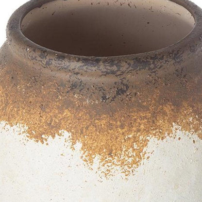 10" Brown And White Color Block Ceramic Round Jug Vase HomeRoots