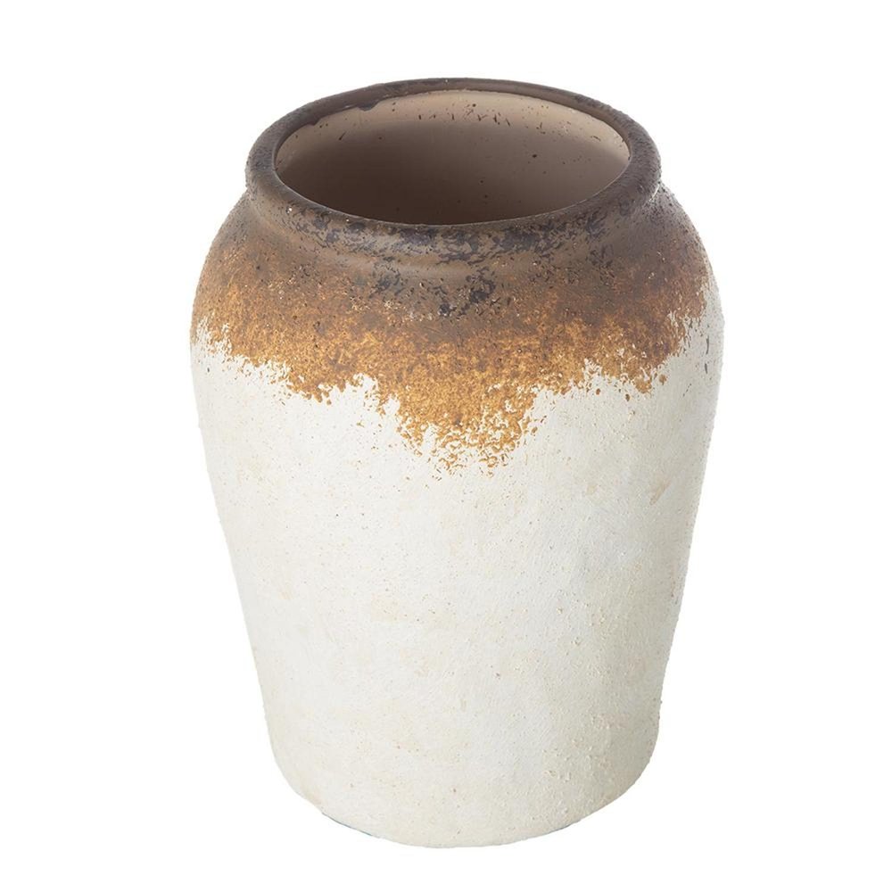 10" Brown And White Color Block Ceramic Round Jug Vase HomeRoots