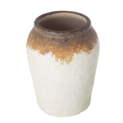 10" Brown And White Color Block Ceramic Round Jug Vase HomeRoots