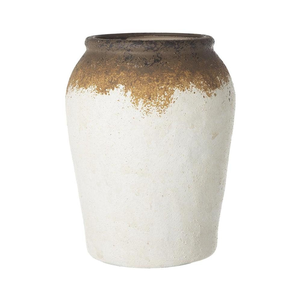 10" Brown And White Color Block Ceramic Round Jug Vase HomeRoots