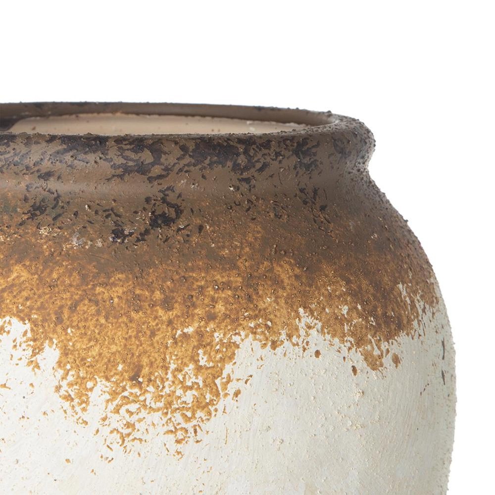 10" Brown And White Color Block Ceramic Round Jug Vase HomeRoots