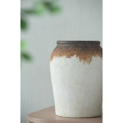 10" Brown And White Color Block Ceramic Round Jug Vase HomeRoots