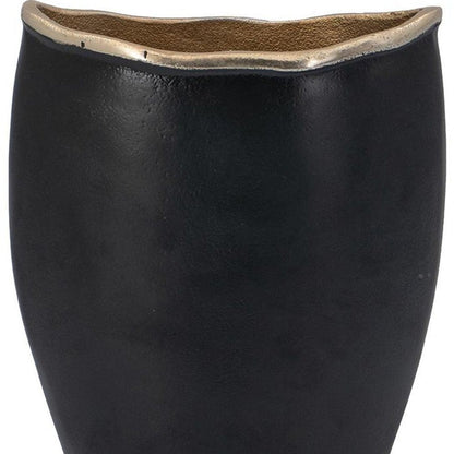 10" Black And Gold Cast Aluminum Oval Table Vase HomeRoots