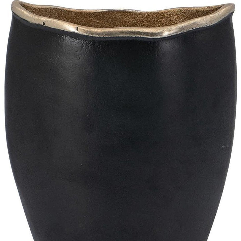 10" Black And Gold Cast Aluminum Oval Table Vase HomeRoots