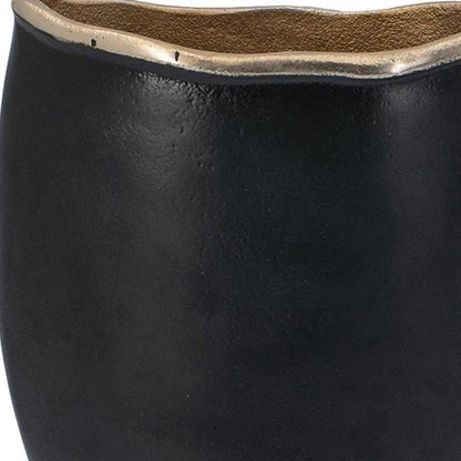 10" Black And Gold Cast Aluminum Oval Table Vase HomeRoots