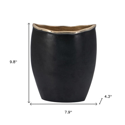 10" Black And Gold Cast Aluminum Oval Table Vase HomeRoots