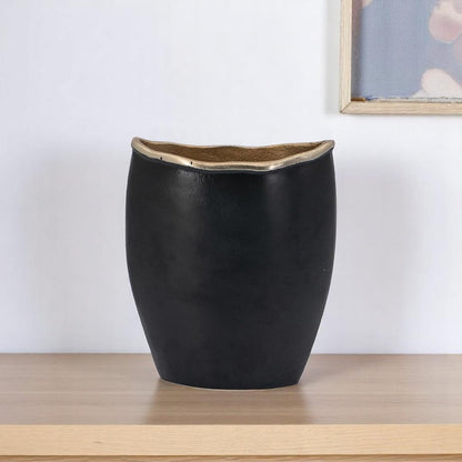 10" Black And Gold Cast Aluminum Oval Table Vase HomeRoots
