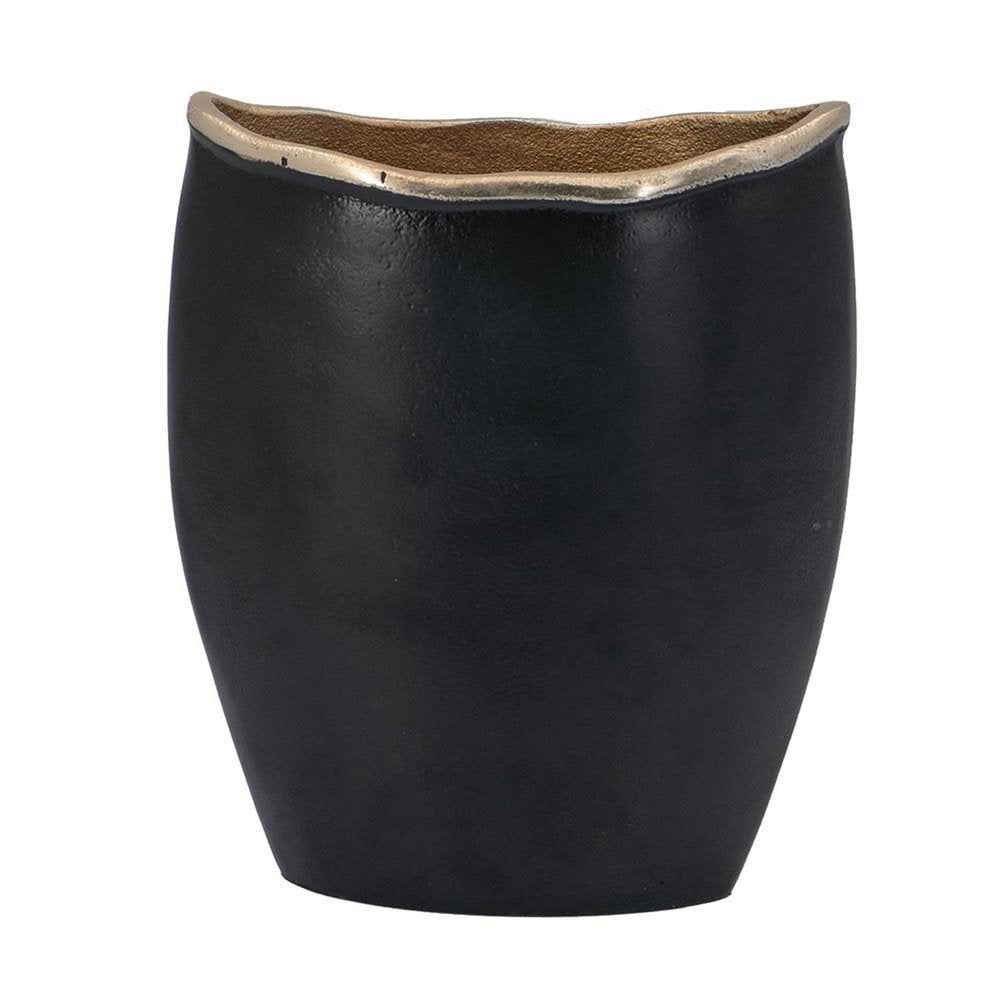 10" Black And Gold Cast Aluminum Oval Table Vase HomeRoots