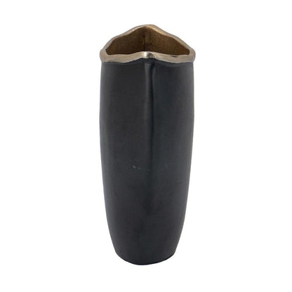 10" Black And Gold Cast Aluminum Oval Table Vase HomeRoots