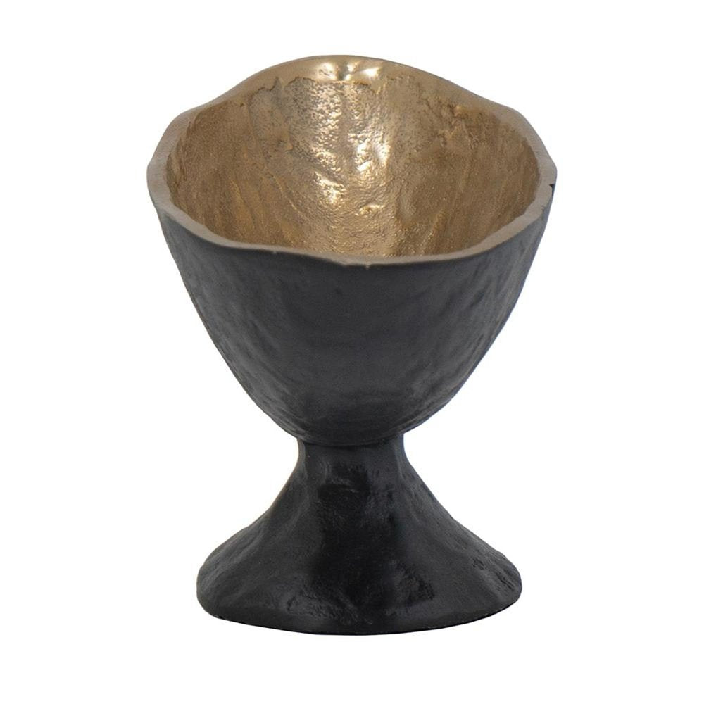 14" Black And Gold Aluminum Oval Pedestal Centerpiece Bowl HomeRoots