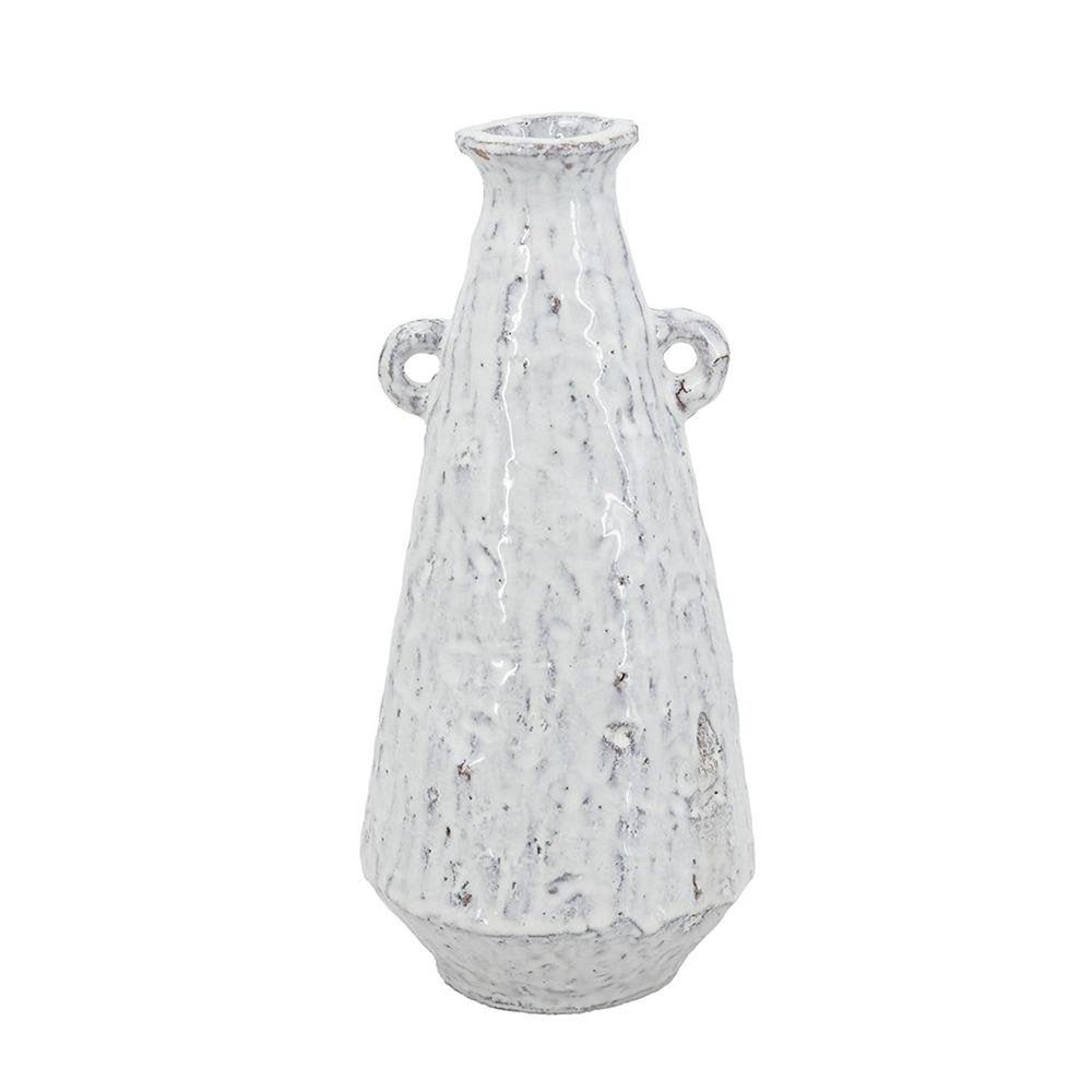 12" White Terracotta Tapered Jug Vase HomeRoots